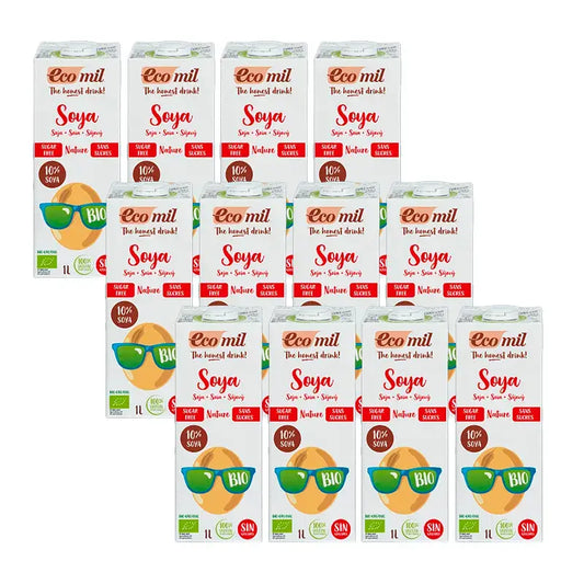 Ecomil Bevande Vegetali Biologiche di Soia, Confezione 12 x 1 litro