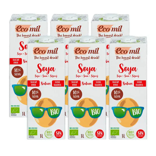 Ecomil Bevande Vegetali Biologiche di Soia, Confezione 6 x 1 litro