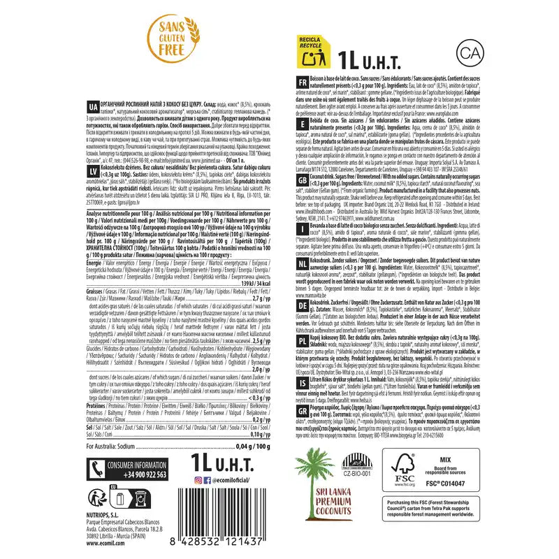 Ecomil Cocco Natura Bio, 1 L
