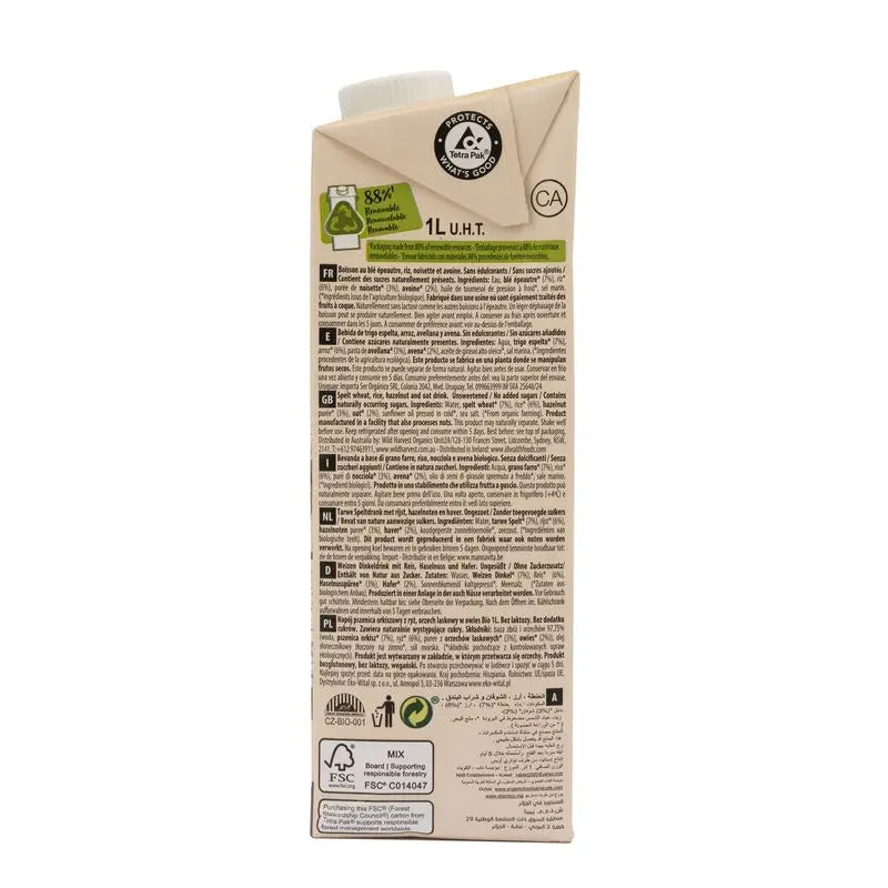 Ecomil Farro Riso Nocciola Avena Bio, 1 l