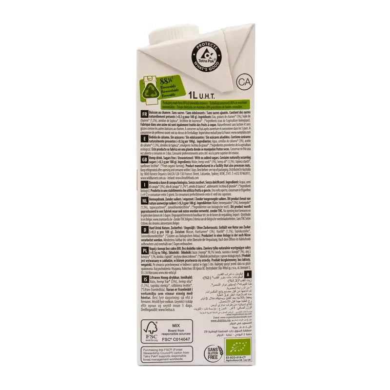 Ecomil Canapa Natura (senza zucchero), 1 l