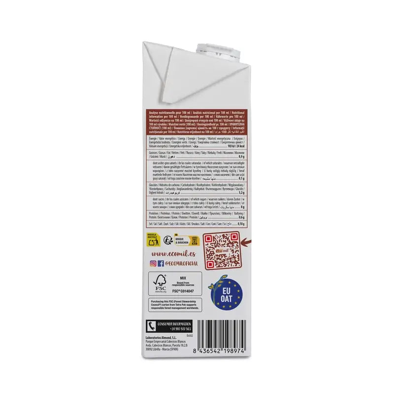 Ecomil Avena Natura Senza Zucchero Bio , 1 l
