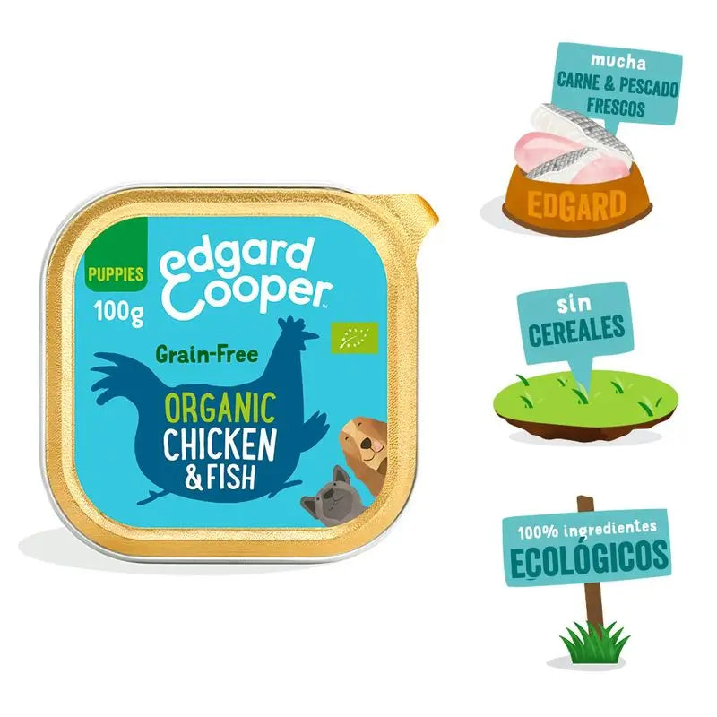 Edgard & Cooper Alimento umido per cuccioli 17x100g Pollo e pesce biologico