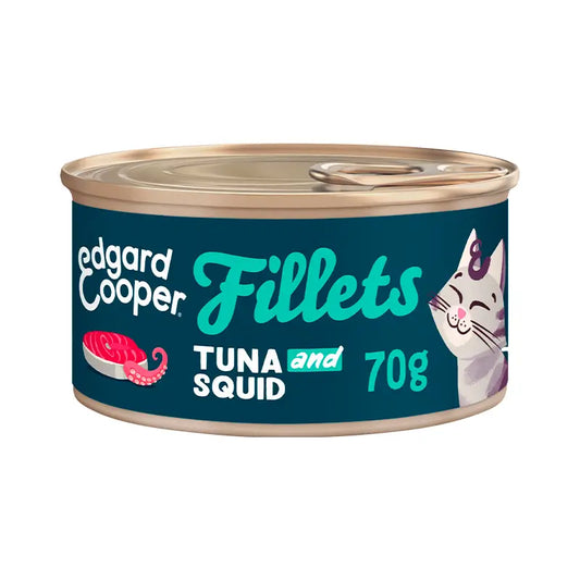 Edgard & Cooper Cibo umido per gatti 24x70g Filetti di tonno e calamari Senza cereali