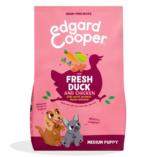 Edgard & Cooper Cibo medio per cuccioli con anatra fresca e pollo , 2,5 kg