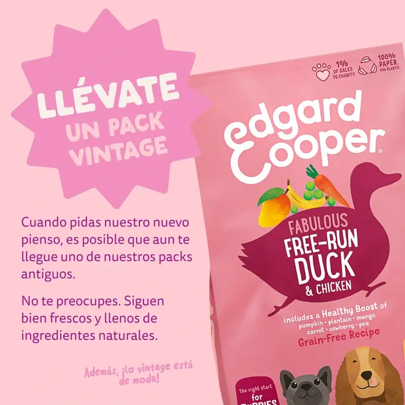 Edgard & Cooper Cibo medio per cuccioli con anatra fresca e pollo , 2,5 kg