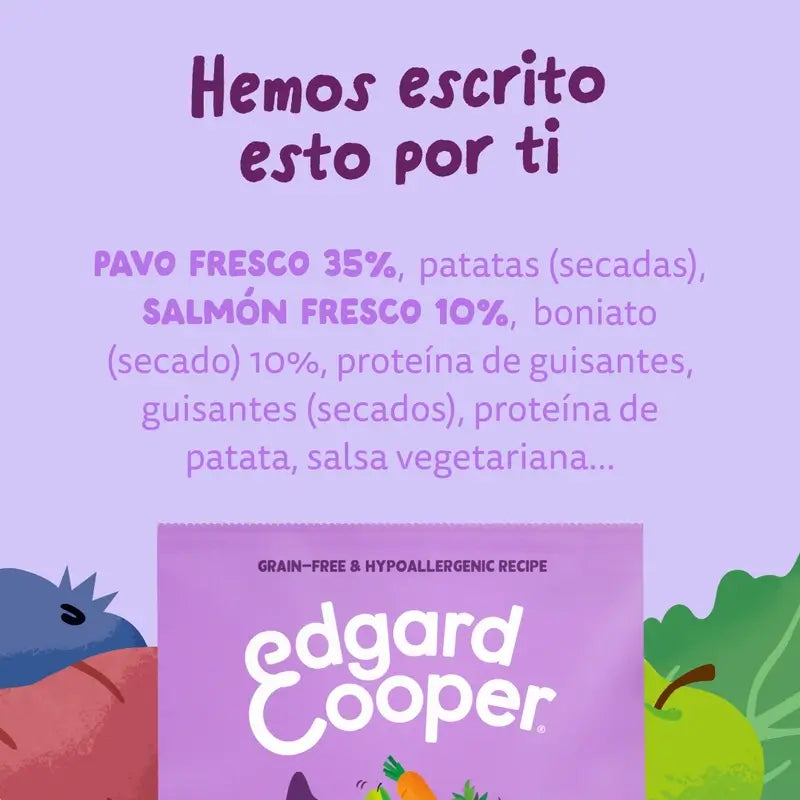 Edgard & Cooper Cibo per cuccioli medi con salmone fresco e tacchino , 2,5 kg