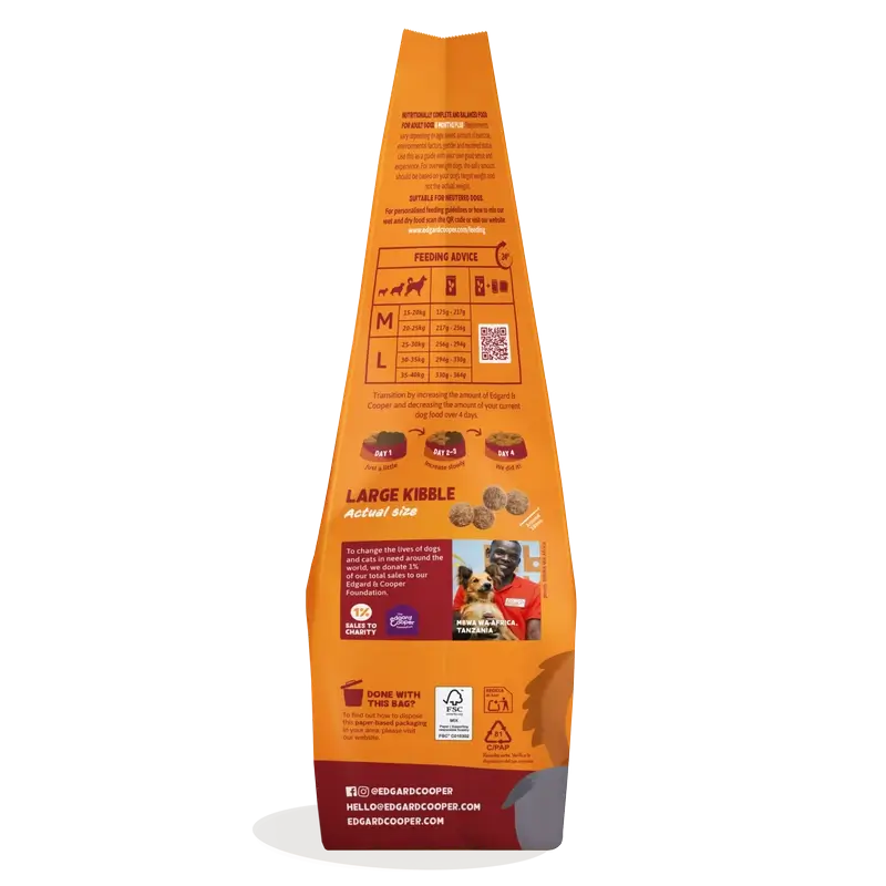Edgard & Cooper per cani adulti di taglia grande con pollo fresco , 12 kg