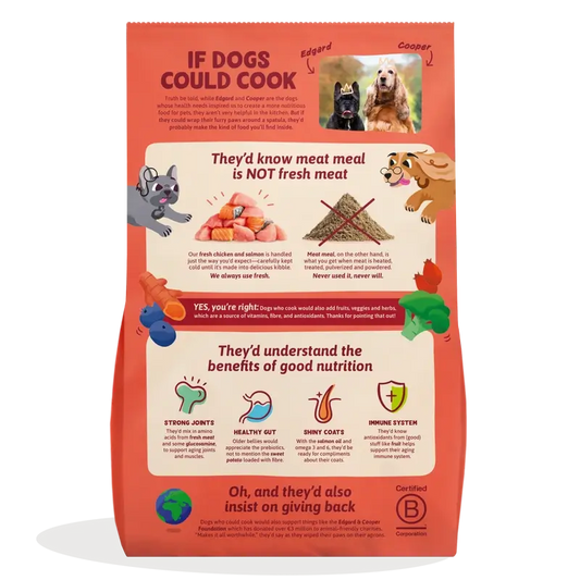 Edgard & Cooper Cibo per cani anziani di taglia grande con pollo fresco e salmone , 12 kg