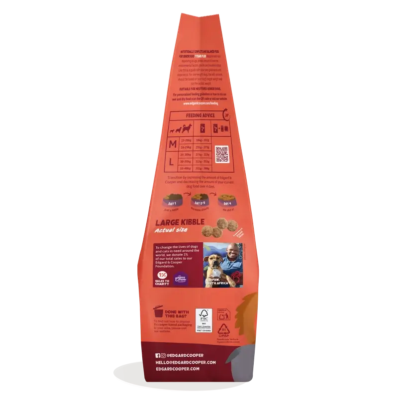 Edgard & Cooper Cibo per cani anziani di taglia grande con pollo fresco e salmone , 12 kg