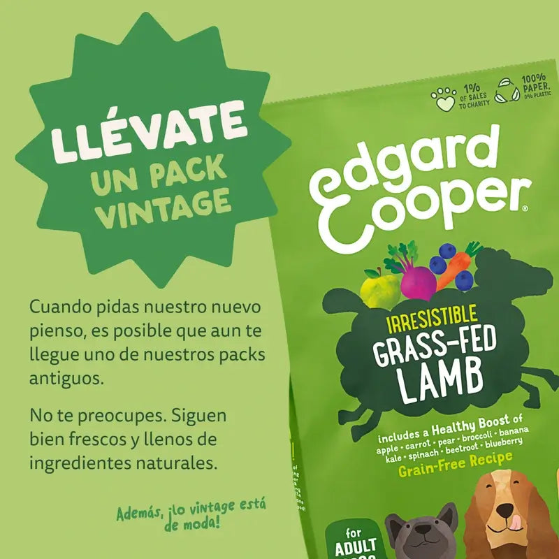 Edgard & Cooper Cibo per cani adulti di taglia media con agnello fresco , 2,5 kg