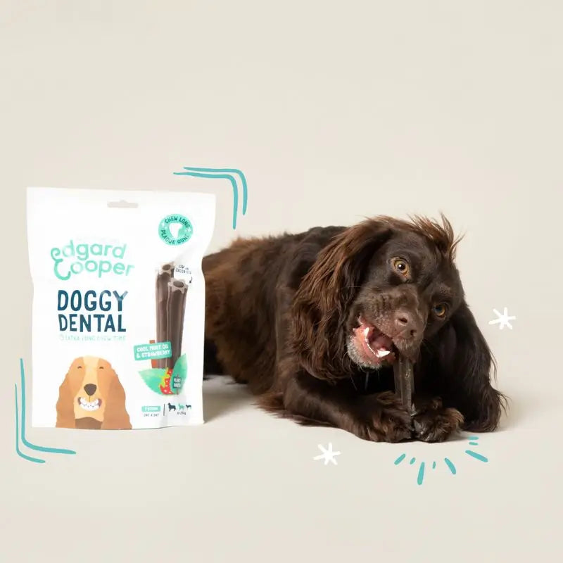 Edgard & Cooper Snack dentale per cani adulti 8x175g Fragola e Menta Medio