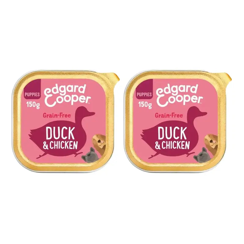 Edgard & Cooper Farina Umida per Cuccioli 11X150G Anatra e Pollo, Confezione Da 2