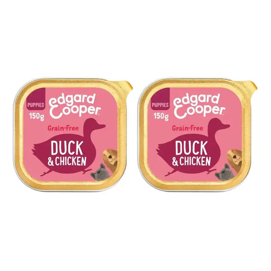 Edgard & Cooper Farina Umida per Cuccioli 11X150G Anatra e Pollo, Confezione Da 2