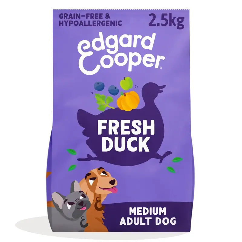 Edgard & Cooper Cibo medio per cani adulti con anatra fresca , 2,5 kg