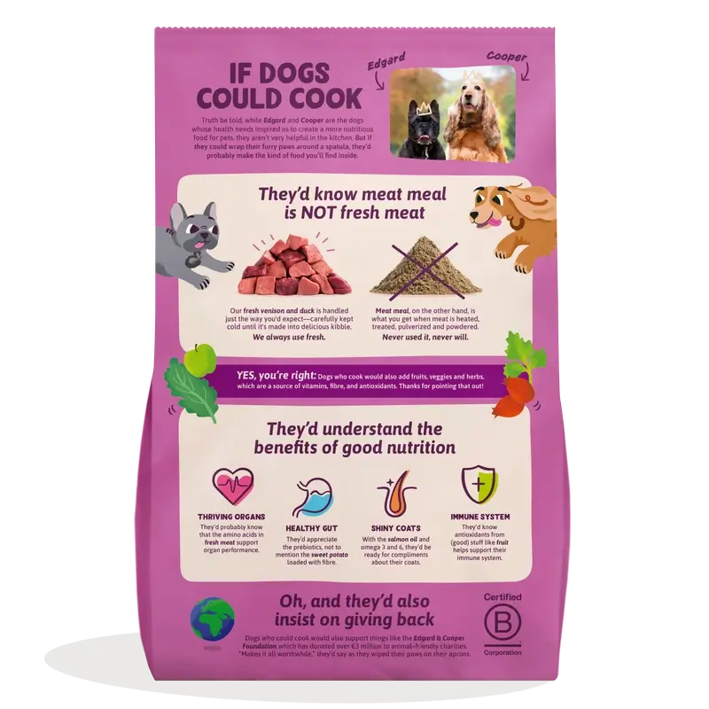 Edgard & Cooper Medium Adult Cibo per cani con cervo fresco e anatra , 1 kg