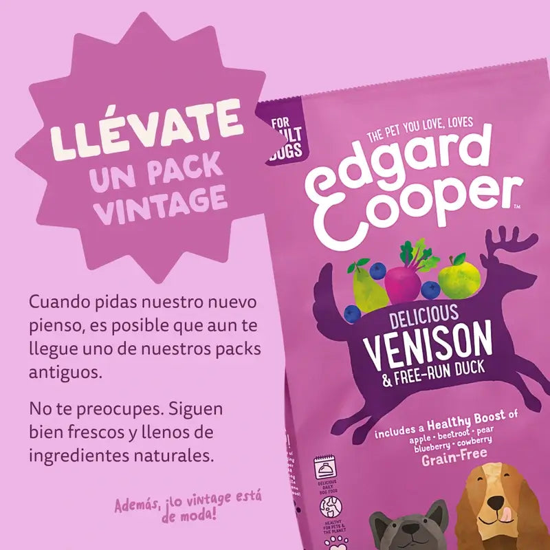 Edgard & Cooper Medium Adult Cibo per cani con cervo fresco e anatra , 1 kg
