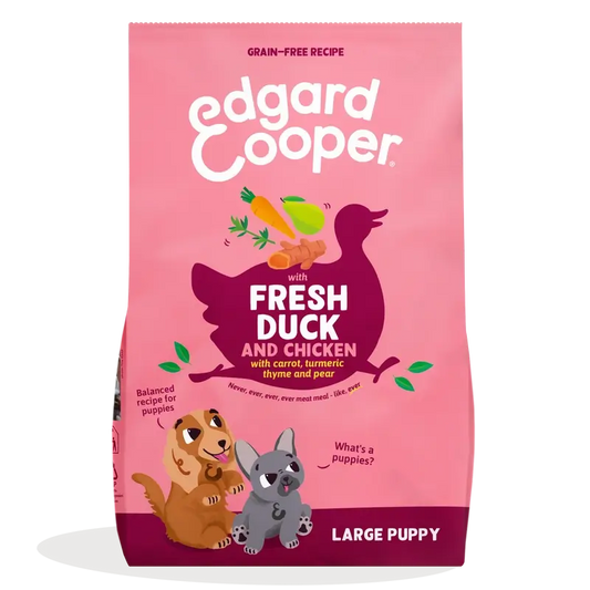 Edgard & Cooper Cibo per cuccioli di taglia grande con anatra fresca e pollo , 12 kg
