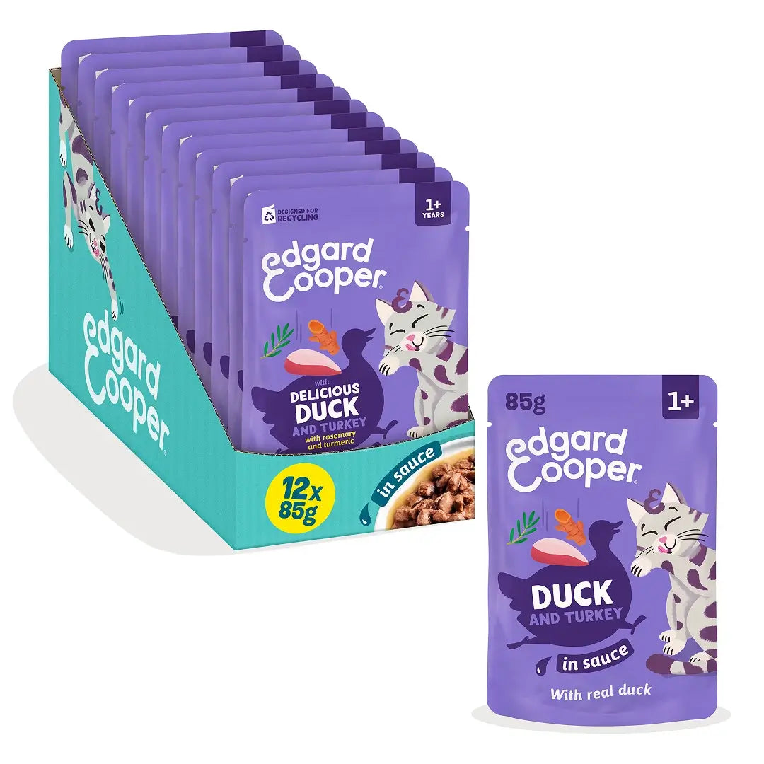 Edgard & Cooper Anatra e Tacchino in Salsa per cani adulti, 12x85 g