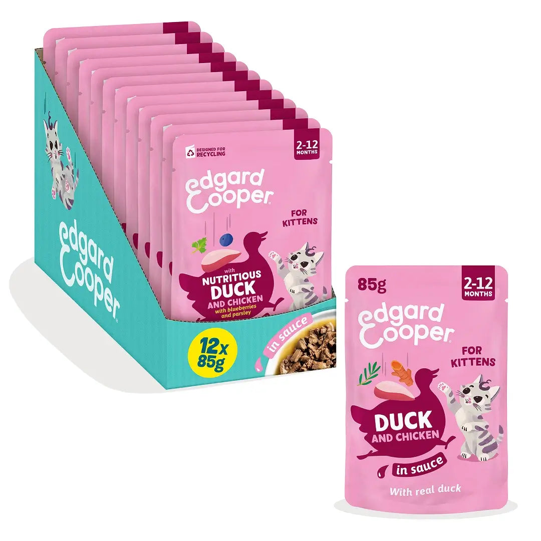 Edgard & Cooper Anatra e pollo in salsa per gattini, 12x85 g