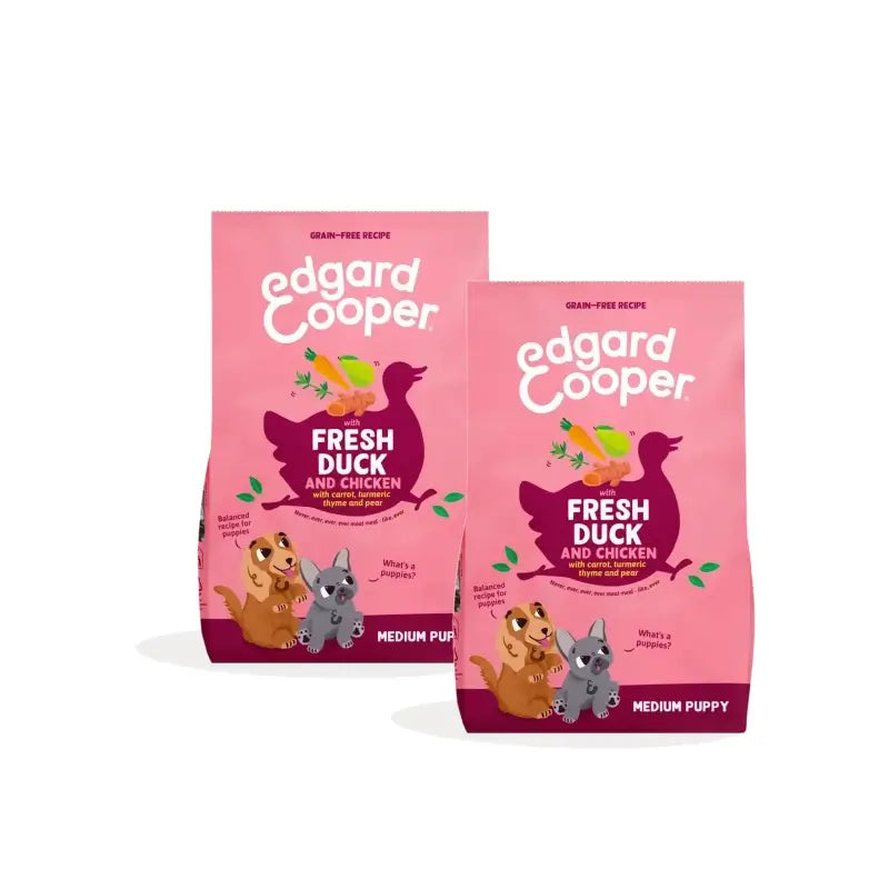 Edgard & Cooper Mangime per cuccioli di taglia media con anatra e pollo, confezione da 2 x 2,5 kg