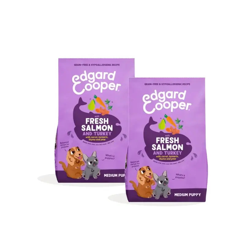 Edgard & Cooper Cibo per cuccioli di taglia media al salmone e tacchino, confezione da 2 x 2,5 kg