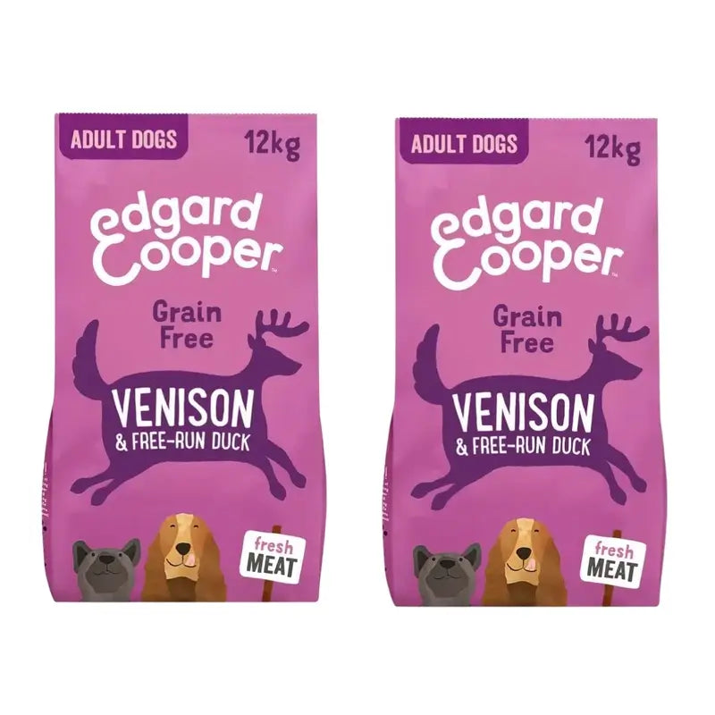 Edgard & Cooper Cibo per cani 12Kg Carne di cervo, Confezione da 2