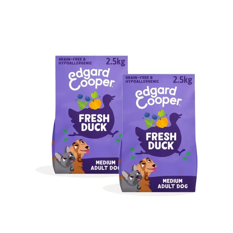 Edgard & Cooper Cibo per cani adulti di taglia media al gusto di anatra, confezione da 2 x 2,5 kg