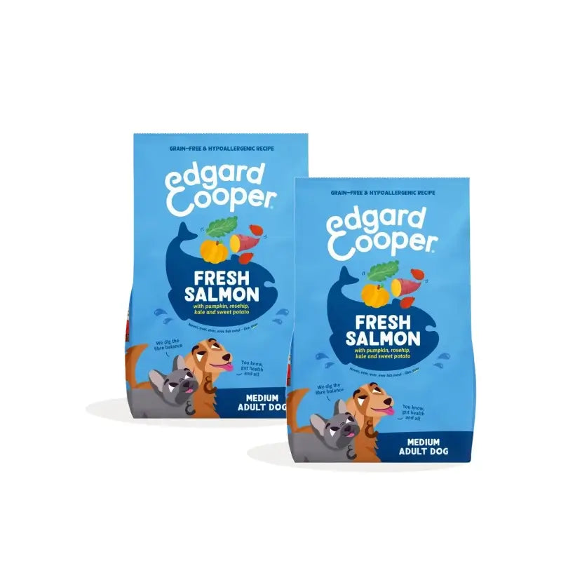 Edgard & Cooper Cibo per cani adulti di taglia media al salmone, confezione da 2 x 2,5 kg