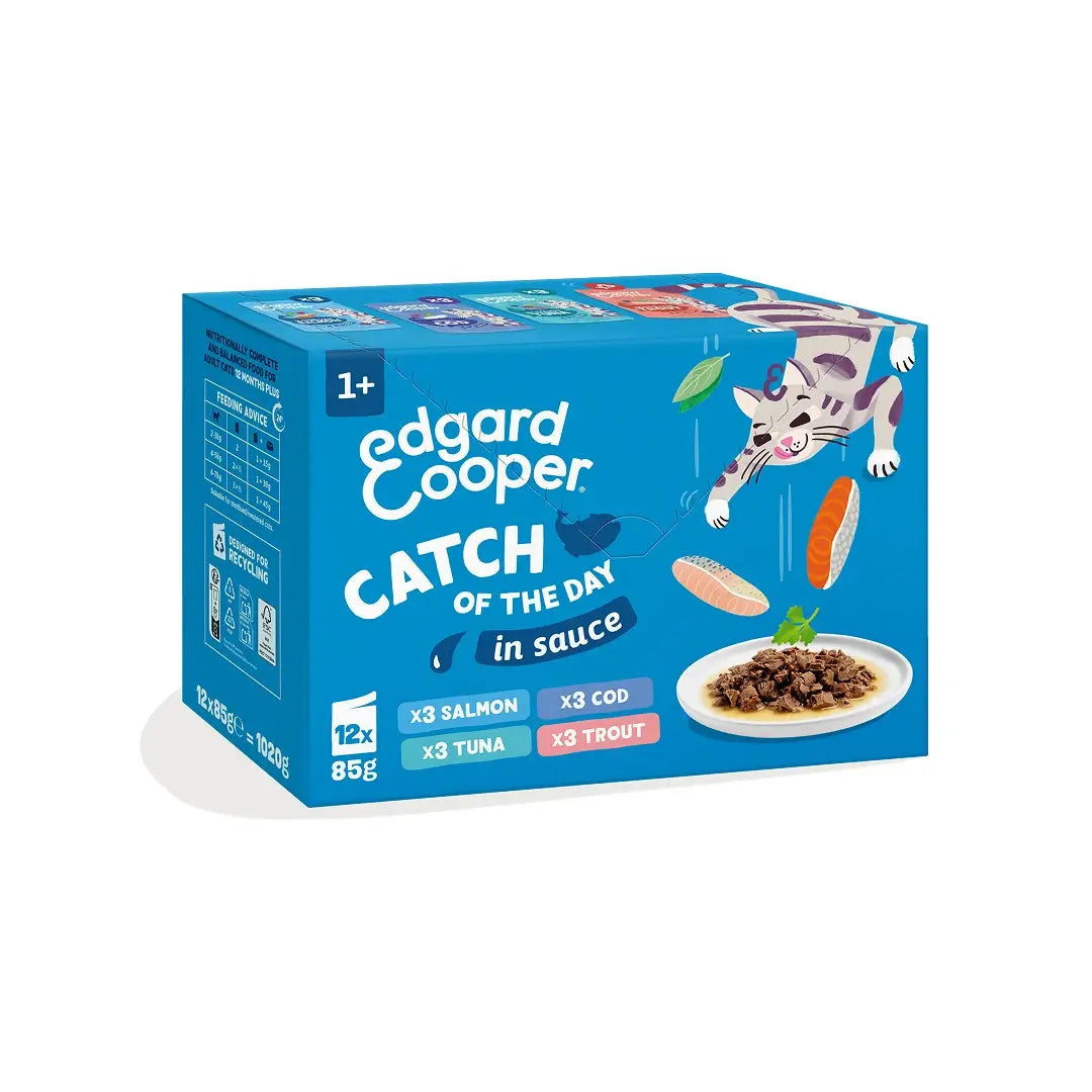 Edgard & Cooper Selezione "Cattura del giorno" in salsa per cani adulti - Confezione multipla, 12x85 g