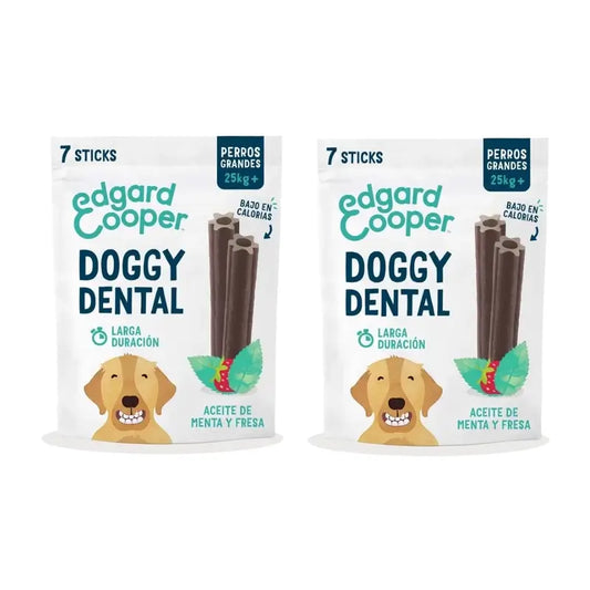 Edgard & Cooper Snack dentale per cani adulti 8X255G Fragola Menta Grande, Confezione da 2