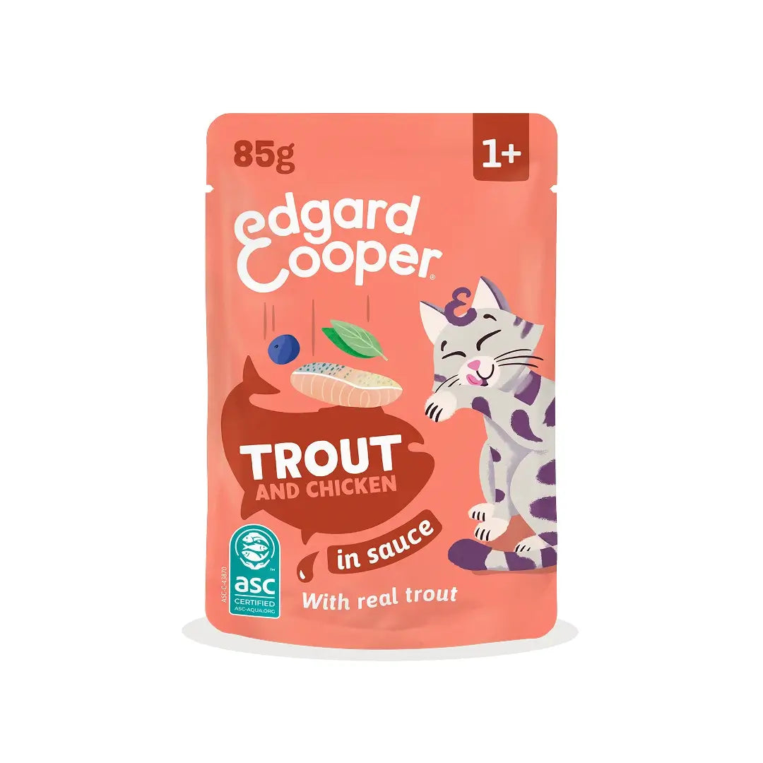 Edgard & Cooper Trota e pollo in salsa per cani adulti, 12x85 g