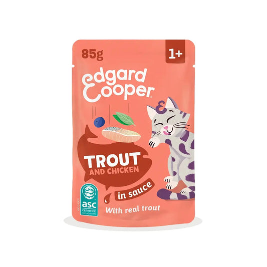 Edgard & Cooper Trota e pollo in salsa per cani adulti, 12x85 g