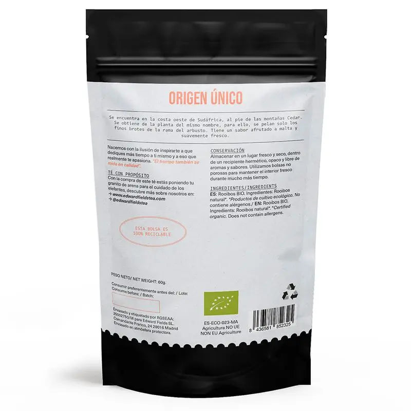 Edward Fields Tea Infusione organica di Rooibos sfusa 25 tazze di tè Tè Tè , 60 grammi