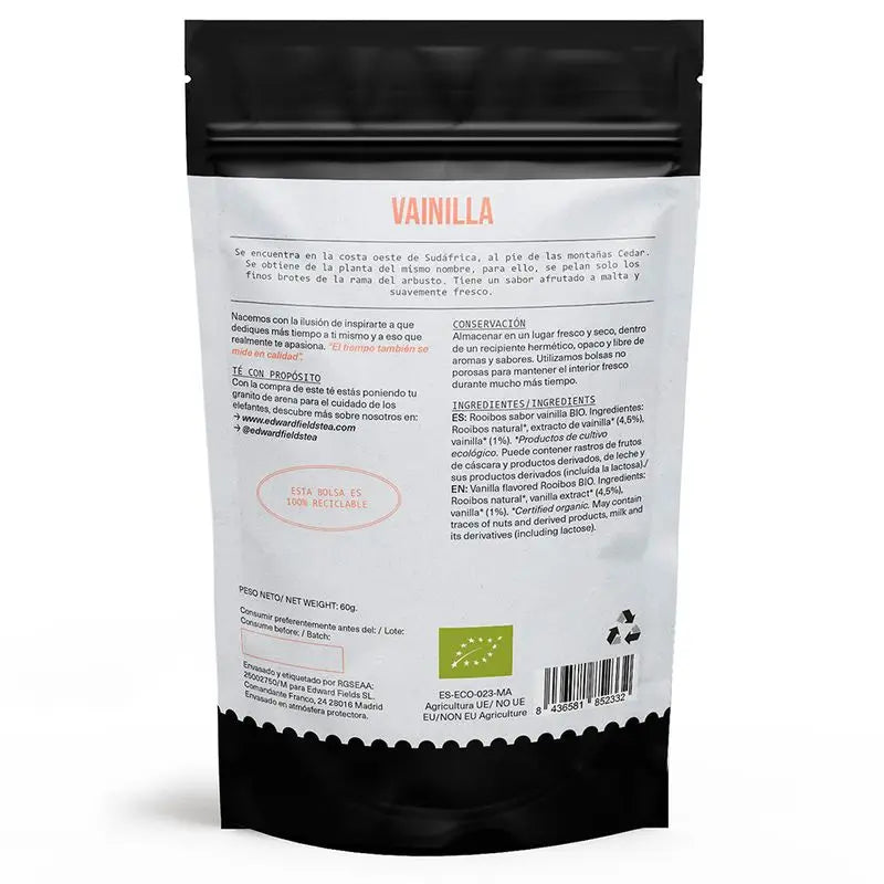 Edward Fields Tea Infusione organica di rooibos alla vaniglia sfusa 25 tazze di tè, 60 grammi