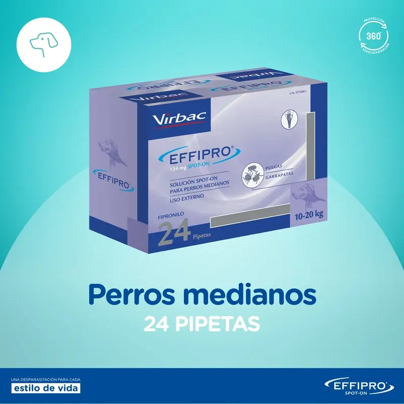 Effipro 134 Mg Spot-On Cani medi 10-20 kg, 24 pipette