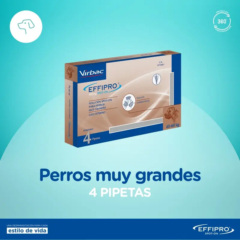Effipro 402 Mg Spot-On Cani di taglia grande +40Kg, 4 pipette