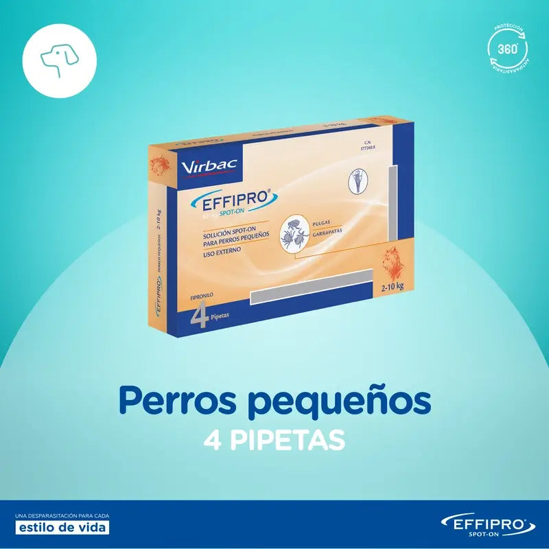 Effipro 67 Mg Spot-On Cani di piccola taglia 2-10Kg, 4 pipette