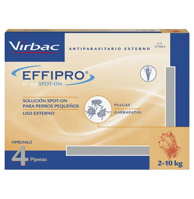 Effipro 67 Mg Spot-On Cani di piccola taglia 2-10Kg, 4 pipette