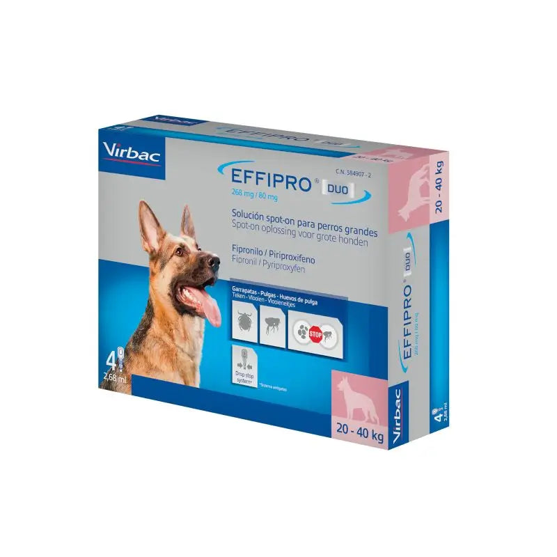 Effipro Duo Spot-On Cani di taglia grande 20-40 kg, 4 pipette