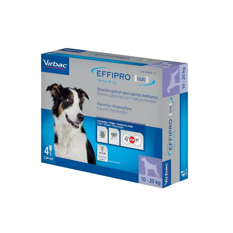 Effipro Duo Spot-On Cane Medio 10-20Kg, 4 Pipette