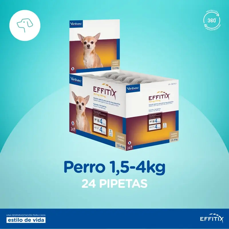 Effitix Xs Antiparassitario Cani Molto Piccoli 1,5-4 Kg, 24 Pipette