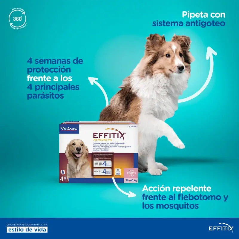 Effitix M Antiparassitario Cani medi 10-20 Kg, 4 pipette