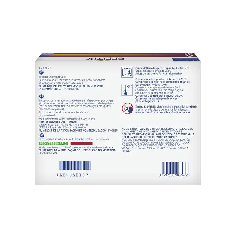 Effitix M Antiparassitario Cani medi 10-20 Kg, 4 pipette