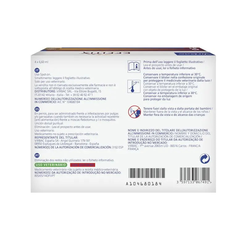 Effitix XL Antiparassitario Cani Molto Grandi +40 Kg, 4 Pipette
