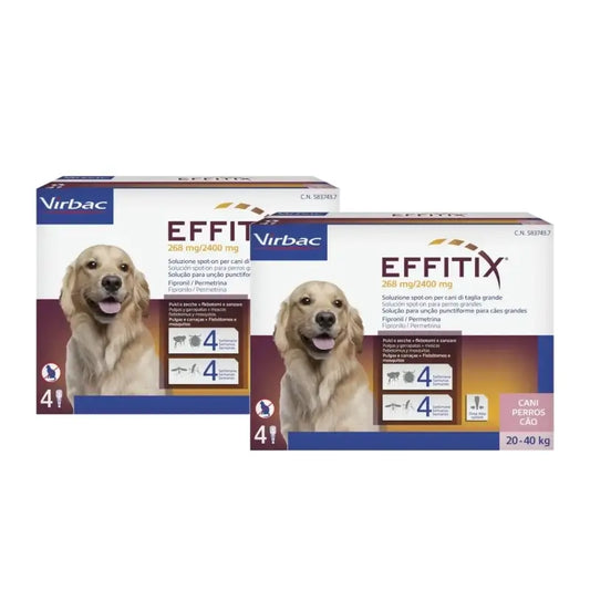 Effitix L Antiparassitari per cani di grossa taglia (20-40 kg), confezione da 2