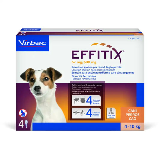 Effitix S Antiparassitario Cani di piccola taglia 4-10 Kg, 4 pipette