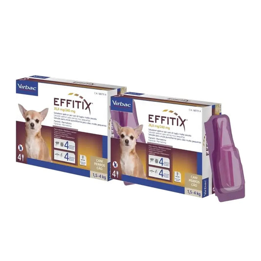 Effitix Xs Antiparassitari per cani di taglia molto piccola 1,5-4 kg, confezione da 2