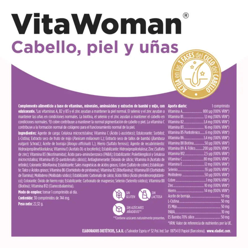 Eladiet Vita Donna Capelli Pelle e Unghie 30 compresse
