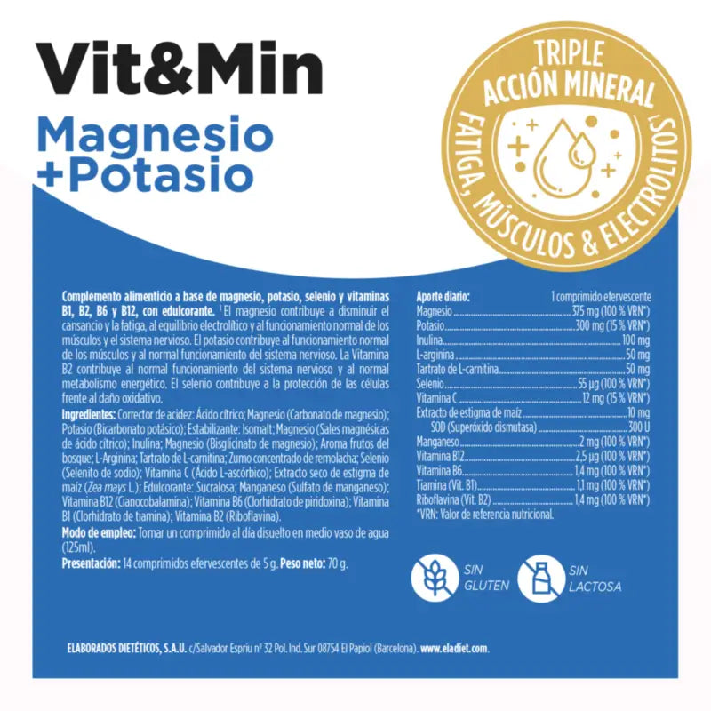 Eladiet Vit&Min Magnesio + Potassio, 14 compresse